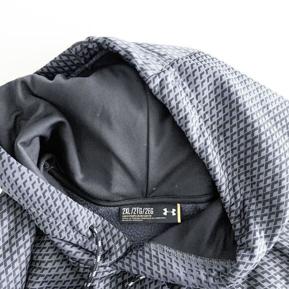 Under Armour Men's Geometric Storm Armour Fleece Lined Pullover Hoodie Gray 2XL - Picture 3 of 6